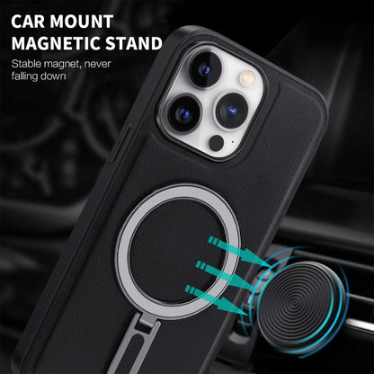 For iPhone 11 MagSafe Magnetic Holder Phone Case(Black) - iPhone 11 Cases by buy2fix | Online Shopping UK | buy2fix