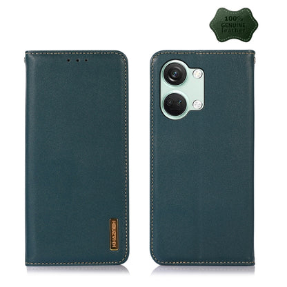 For OnePlus Nord 3 / Ace 2V KHAZNEH Nappa Top Layer Cowhide Leather Phone Case(Green) - OnePlus Cases by buy2fix | Online Shopping UK | buy2fix