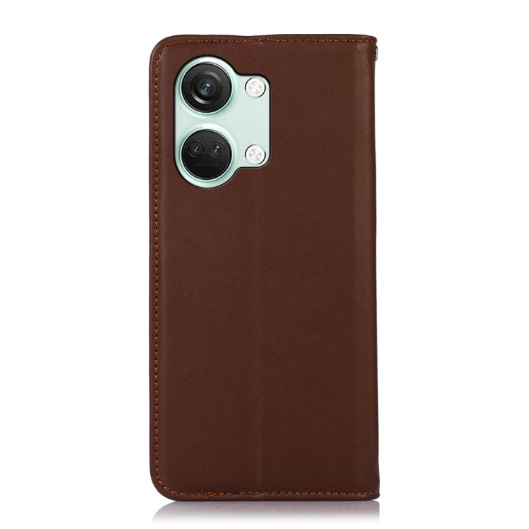 For OnePlus Nord 3 / Ace 2V KHAZNEH Nappa Top Layer Cowhide Leather Phone Case(Brown) - OnePlus Cases by buy2fix | Online Shopping UK | buy2fix