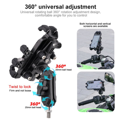 MOTOSLG Crab Motorcycle Phone Clamp Bracket U-Type Headbar Mount(Black) - Holder by MOTOLSG | Online Shopping UK | buy2fix