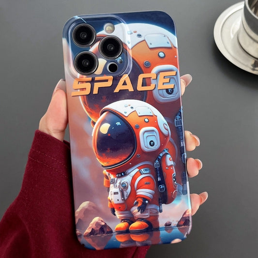 For iPhone 13 Pro Painted Pattern Precise Hole PC Phone Case(Orange Astronaut) - iPhone 13 Pro Cases by buy2fix | Online Shopping UK | buy2fix