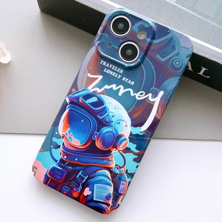 For iPhone 13 Painted Pattern Precise Hole PC Phone Case(Blue Paint Astronaut) - iPhone 13 Cases by buy2fix | Online Shopping UK | buy2fix