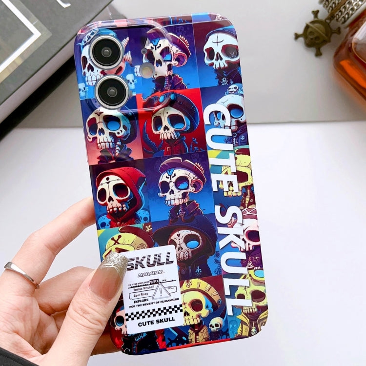 For iPhone 12 Painted Pattern Precise Hole PC Phone Case(Cute Skull) - iPhone 12 / 12 Pro Cases by buy2fix | Online Shopping UK | buy2fix