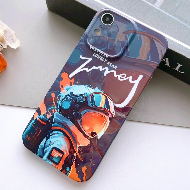 For iPhone XR Painted Pattern Precise Hole PC Phone Case(Orange Paint Astronaut) - More iPhone Cases by buy2fix | Online Shopping UK | buy2fix