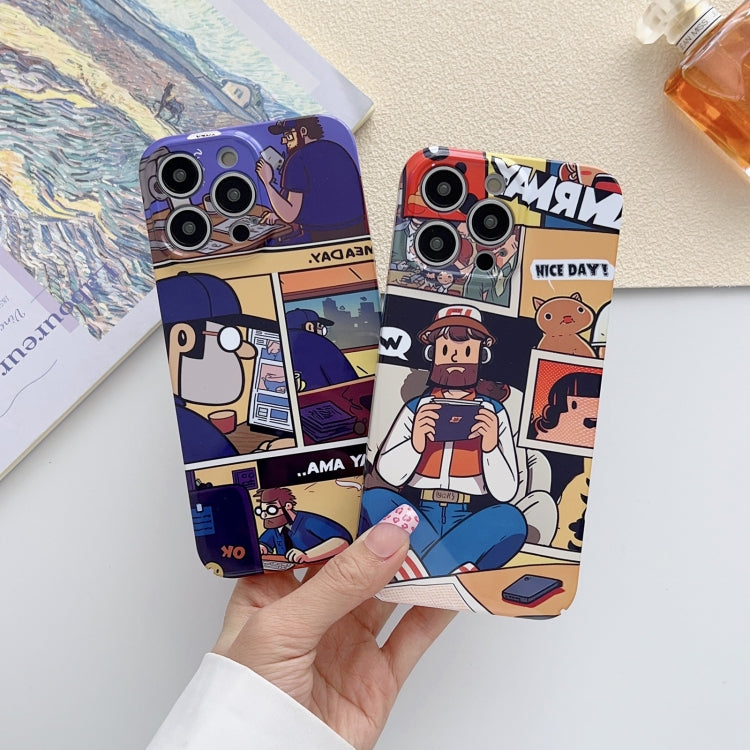 For iPhone XR Painted Pattern Precise Hole PC Phone Case(Blue Paint Astronaut) - More iPhone Cases by buy2fix | Online Shopping UK | buy2fix