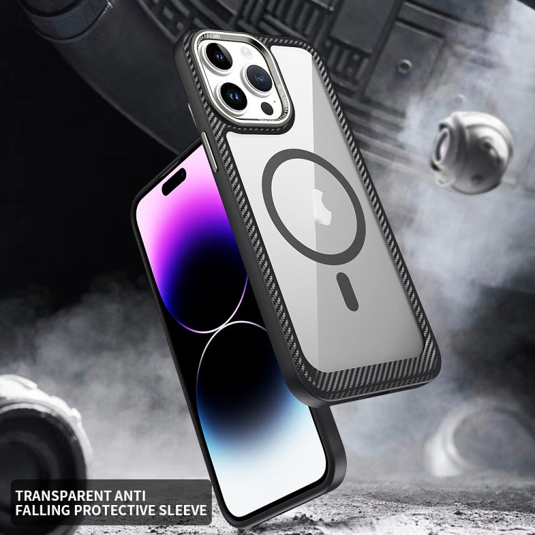 For iPhone 11 Pro Max MagSafe Carbon Fiber Transparent Back Panel Phone Case(Purple) - iPhone 11 Pro Max Cases by buy2fix | Online Shopping UK | buy2fix