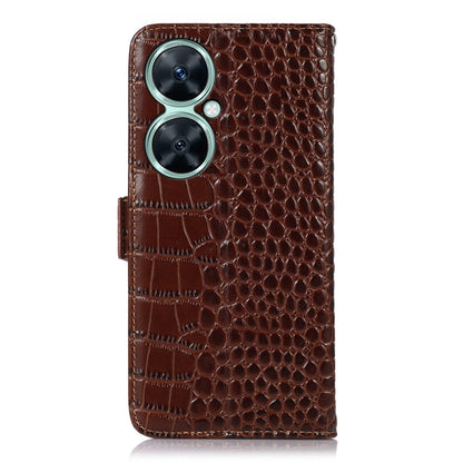 For Huawei Nova 11i / Enjoy 60 Pro / Maimang 20 5G Crocodile Top Layer Cowhide Leather Phone Case(Brown) - Huawei Cases by buy2fix | Online Shopping UK | buy2fix