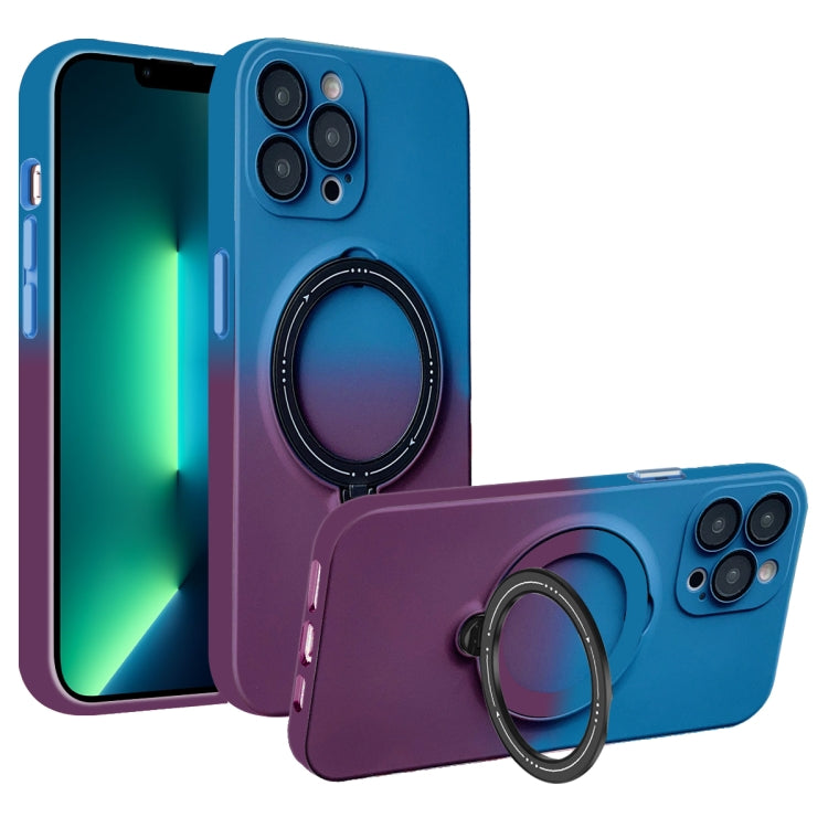 For iPhone 13 Pro Max MagSafe Holder Gradient TPU Phone Case(Blue Purple) - iPhone 13 Pro Max Cases by buy2fix | Online Shopping UK | buy2fix