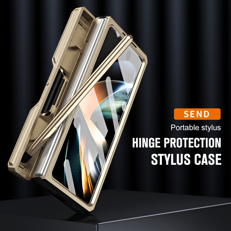 For Samsung Galaxy Z Fold5 TPU + PC Integrated All-inclusive Shockproof Phone Case with Pen(Gold) - Galaxy Z Fold5 Cases by buy2fix | Online Shopping UK | buy2fix