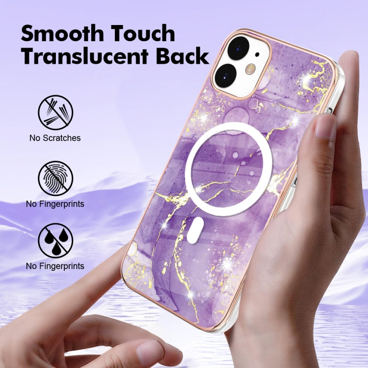 For iPhone 12 / 12 Pro Marble Pattern Dual-side IMD Magsafe TPU Phone Case(Purple 002) - iPhone 12 / 12 Pro Cases by buy2fix | Online Shopping UK | buy2fix