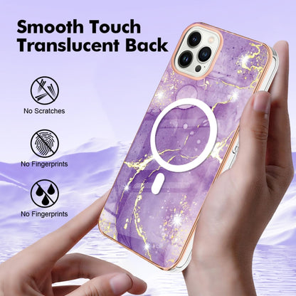 For iPhone 13 Pro Max Marble Pattern Dual-side IMD Magsafe TPU Phone Case(Purple 002) - iPhone 13 Pro Max Cases by buy2fix | Online Shopping UK | buy2fix