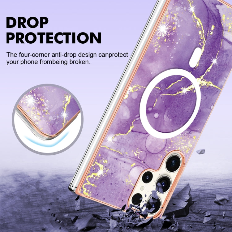 For Samsung Galaxy S23 Ultra 5G Marble Pattern Dual-side IMD Magsafe TPU Phone Case(Purple 002) - Galaxy S23 Ultra 5G Cases by buy2fix | Online Shopping UK | buy2fix