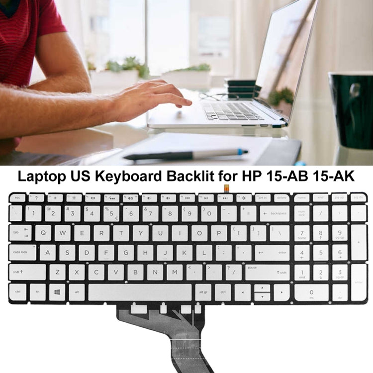 For HP 15-AB / 15-AK US Version Laptop Backlight Keyboard(Silver) - HP Spare Parts by buy2fix | Online Shopping UK | buy2fix