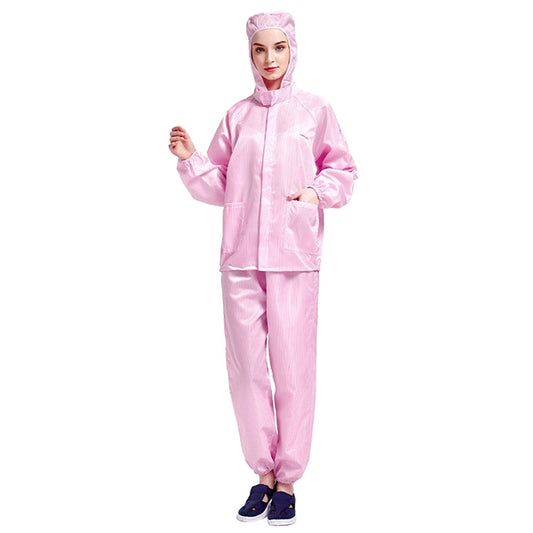 Striped Anti-static Split Hood Dust-proof Work Suit, Size:S(Pink) - Protective Clothing by buy2fix | Online Shopping UK | buy2fix