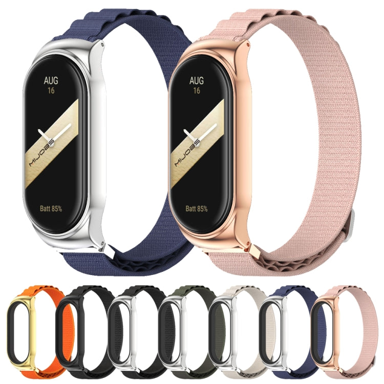 For Xiaomi Mi Band 8 Mijobs CS Case Nylon Breathable Watch Band(Midnight Blue Silver) - Watch Bands by MIJOBS | Online Shopping UK | buy2fix