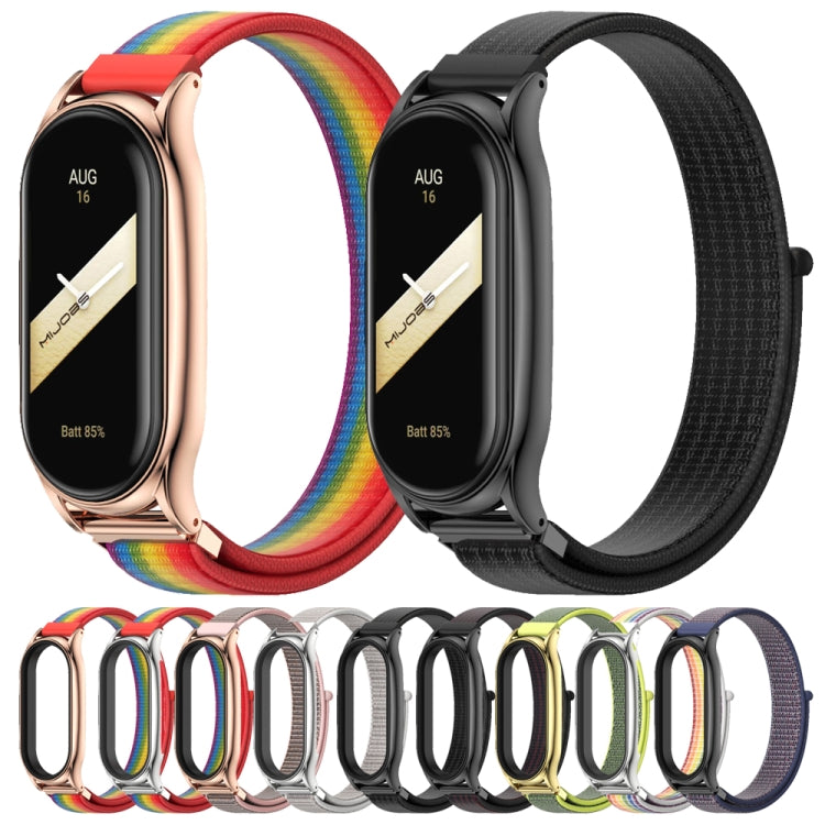 For Xiaomi Mi Band 8 Mijobs Plus Case Breathable Nylon Loop Watch Band(Colorful Silver) - Watch Bands by MIJOBS | Online Shopping UK | buy2fix