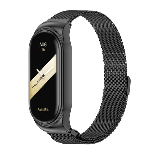 For Xiaomi Mi Band 8 Mijobs CS Case Milan Magnetic Stainless Steel Watch Band(Black) - Watch Bands by MIJOBS | Online Shopping UK | buy2fix