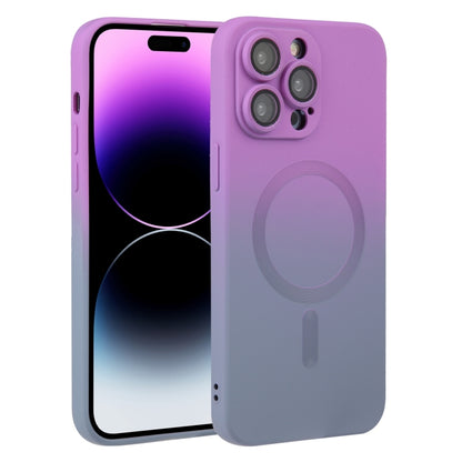 For iPhone 15 Pro Liquid TPU Silicone Gradient MagSafe Phone Case(Purple) - iPhone 15 Pro Cases by buy2fix | Online Shopping UK | buy2fix