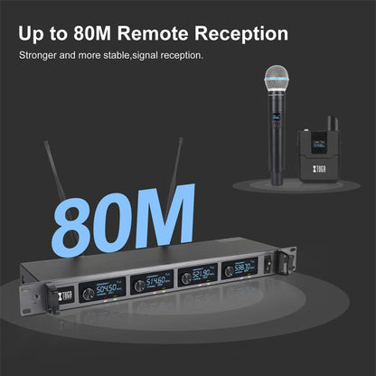 XTUGA A140-H Wireless Microphone System 4 Channel UHF Handheld Microphone(UK Plug) - Microphone by XTUGA | Online Shopping UK | buy2fix