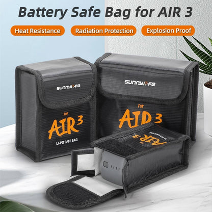 For DJI Air 3 Sunnylife Battery Explosion-proof Safe Bag Protective Li-Po Safe Bag For 2pcs Batteries - Backpacks & Bags by Sunnylife | Online Shopping UK | buy2fix