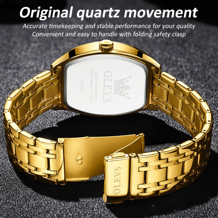 OLEVS 5528 Men Business Dual Calendar Wine Barrel Waterproof Quartz Watch(Gold) - Metal Strap Watches by OLEVS | Online Shopping UK | buy2fix