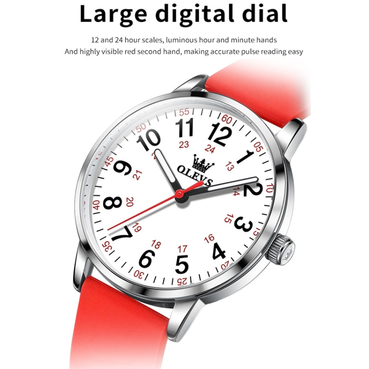 OLEVS 9953 Women Simple Silicone Strap Waterproof Quartz Watch(Red) - Silicone Strap Watches by OLEVS | Online Shopping UK | buy2fix