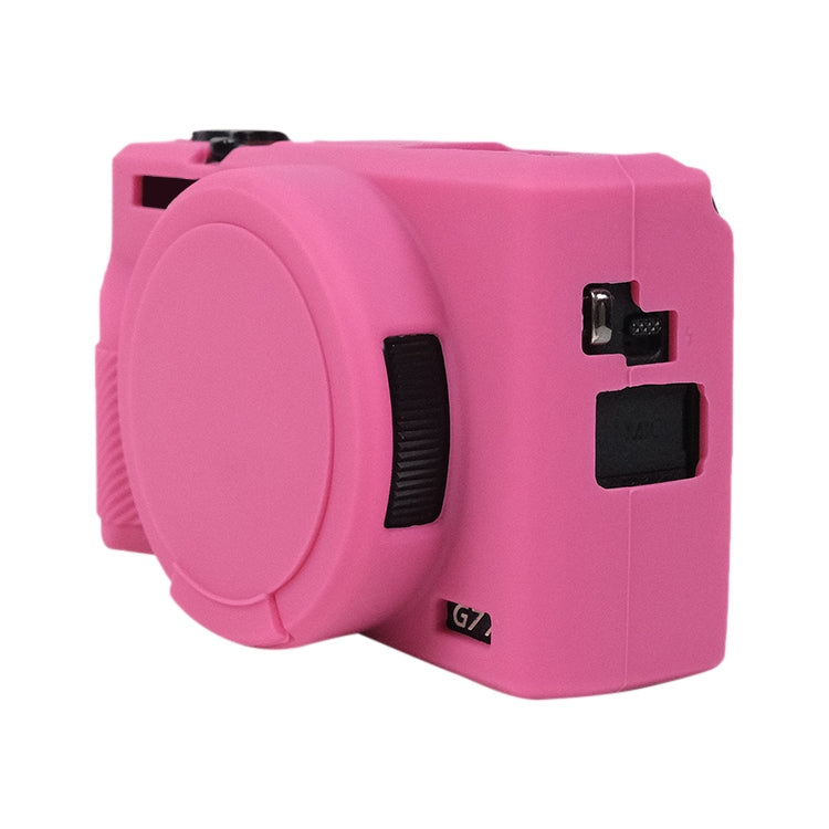 For Canon PowerShot G7 X Mark III / G7X3 Soft Silicone Protective Case with Lens Cover(Rose Red) - Protective Case by buy2fix | Online Shopping UK | buy2fix