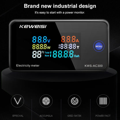 KWS-AC300-100A 50-300V AC Digital Current Voltmeter with Opening Transformer(Black) - Current & Voltage Tester by buy2fix | Online Shopping UK | buy2fix