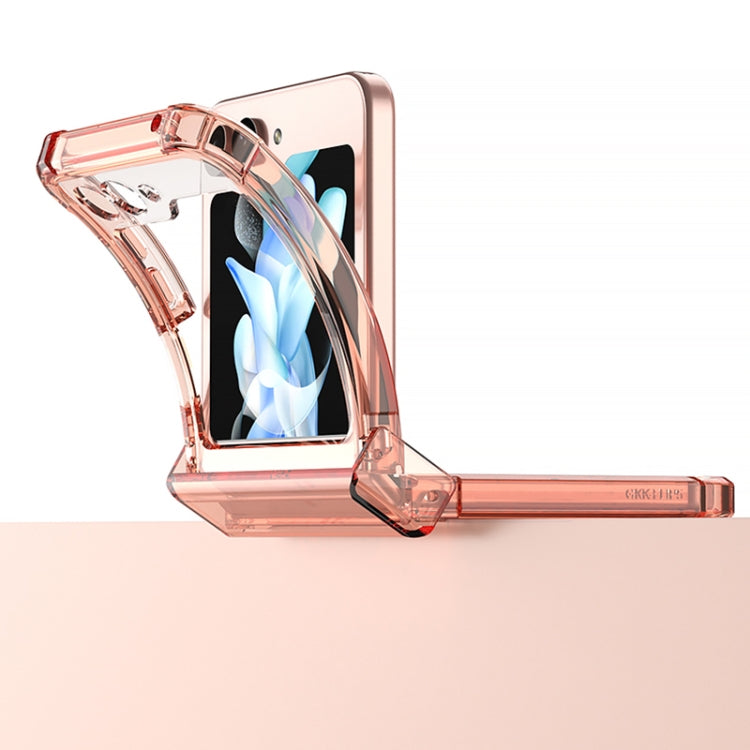 For Samsung Galaxy Z Flip5 GKK Electroplated Airbag Hinge Shockproof Phone Case with Ring Holder(Transparent Black) - Galaxy Z Flip5 Cases by GKK | Online Shopping UK | buy2fix