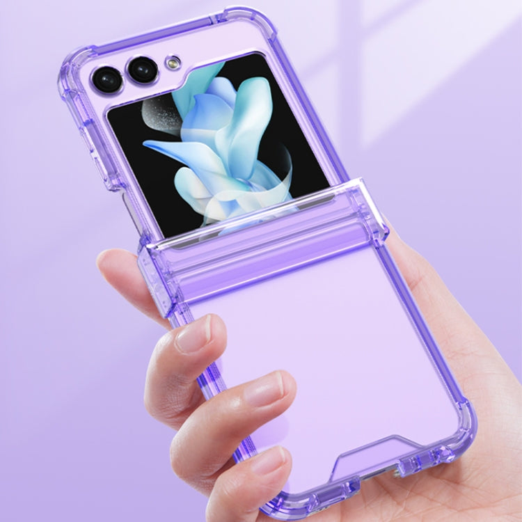 For Samsung Galaxy Z Flip5 GKK Electroplated Airbag Hinge Shockproof Phone Case with Ring Holder(Transparent Purple) - Galaxy Z Flip5 Cases by GKK | Online Shopping UK | buy2fix
