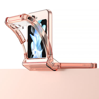 For Samsung Galaxy Z Flip5 GKK Electroplated Airbag Hinge Shockproof Phone Case with Ring Holder(Transparent Orange) - Galaxy Z Flip5 Cases by GKK | Online Shopping UK | buy2fix