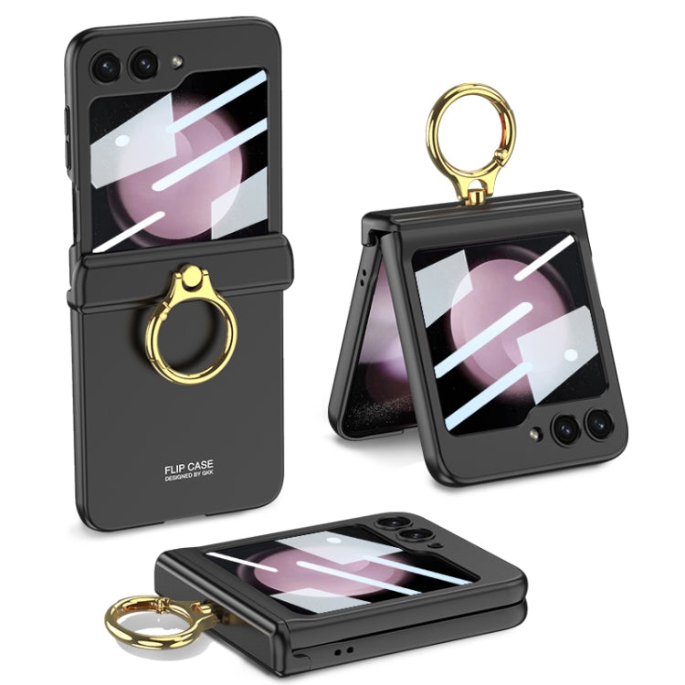 For Samsung Galaxy Z Flip5 GKK Integrated Magnetic Hinge Phone Case with Ring Holder(Black) - Galaxy Z Flip5 Cases by GKK | Online Shopping UK | buy2fix