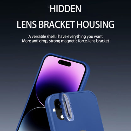 For iPhone XR Skin Feel Magnifier MagSafe Lens Holder Phone Case(Royal Blue) - More iPhone Cases by buy2fix | Online Shopping UK | buy2fix