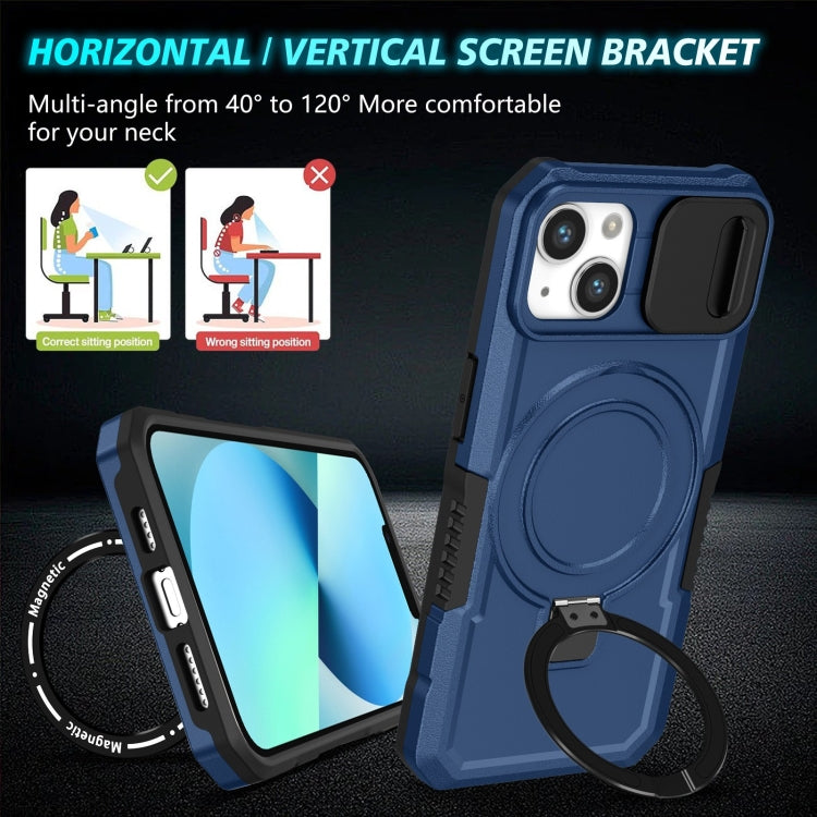 For iPhone 13 Sliding Camshield Magsafe Holder TPU Hybrid PC Phone Case(Royal Blue) - iPhone 13 Cases by buy2fix | Online Shopping UK | buy2fix