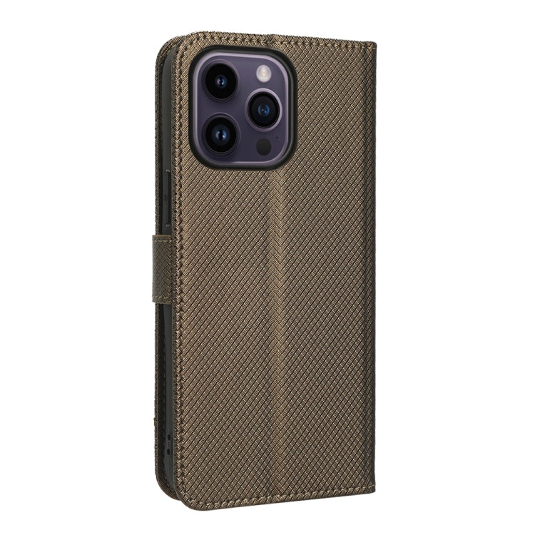 For iPhone 15 Pro Max Diamond Texture Leather Phone Case(Brown) - iPhone 15 Pro Max Cases by buy2fix | Online Shopping UK | buy2fix