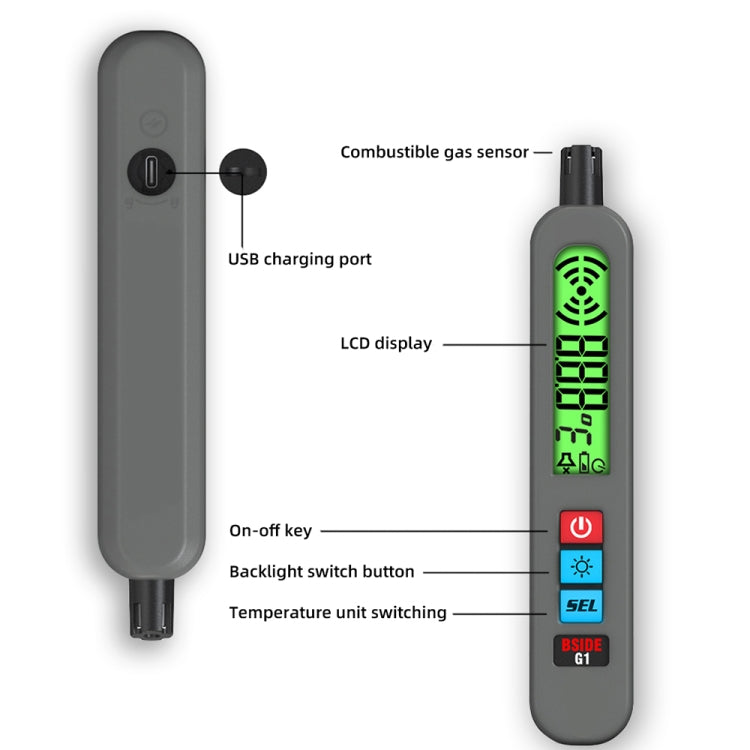 BSIDE G1 Portable Rechargeable Combustible Gas Detector - Gas Monitor by BSIDE | Online Shopping UK | buy2fix