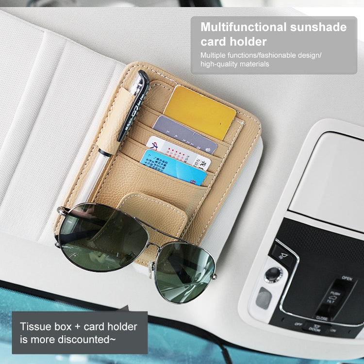 Car Litchi Texture Hanging Tissue Box Sun Visor Card Storage Clip(Beige) - Sunglasses & Glasses Clips by buy2fix | Online Shopping UK | buy2fix