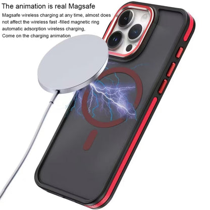 For iPhone 14 Pro Max Two-color Frosted MagSafe Magnetic Phone Case(Black) - iPhone 14 Pro Max Cases by buy2fix | Online Shopping UK | buy2fix