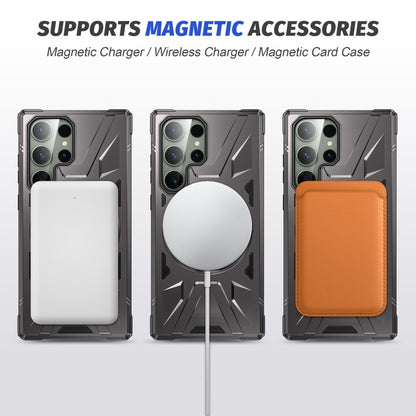 For Samsung Galaxy S24+ 5G MagSafe Magnetic Shockproof Phone Case with Ring Holder(Dark Grey) - Galaxy S24+ 5G Cases by buy2fix | Online Shopping UK | buy2fix