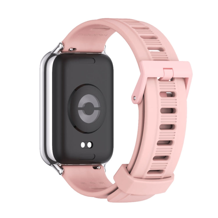 For Xiaomi Smart Band 9 Pro / 8 Pro Mijobs Flat Hole Breathable Silicone Watch Band(Pink+Silver) - Watch Bands by MIJOBS | Online Shopping UK | buy2fix