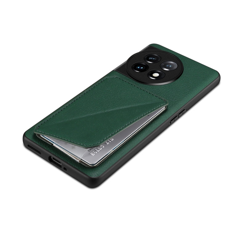 For OnePlus 11 5G Denior Imitation Calf Leather Back Phone Case with Holder(Green) - OnePlus Cases by Denior | Online Shopping UK | buy2fix