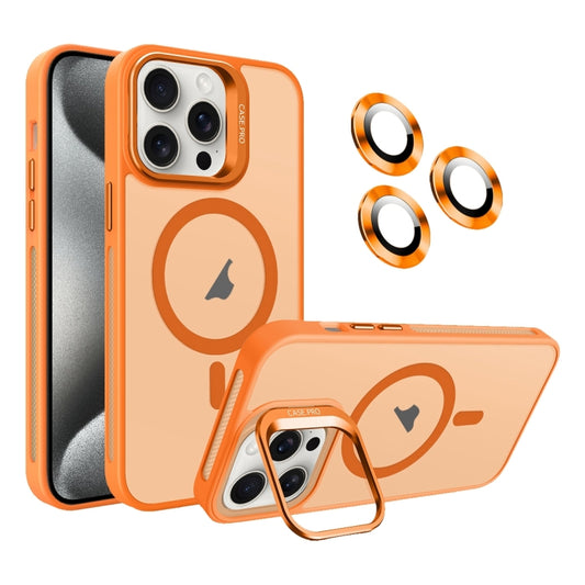 For iPhone 15 Pro Max Invisible Lens Holder MagSafe Phone Case(Orange) - iPhone 15 Pro Max Cases by buy2fix | Online Shopping UK | buy2fix