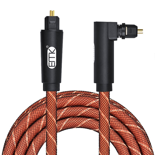EMK 90 Degree Swivel Adjustable Right Angled 360 Degrees Rotatable Plug Nylon Woven Mesh Optical Audio Cable, Cable Length:1m(Orange) - Audio Optical Cables by EMK | Online Shopping UK | buy2fix
