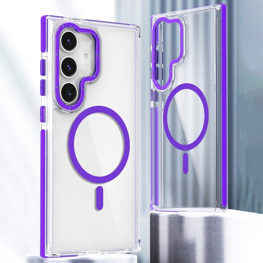 For Samsung Galaxy S24+ 5G Dual-Color Clear Acrylic Hybrid TPU MagSafe Phone Case(Purple) - Galaxy S24+ 5G Cases by buy2fix | Online Shopping UK | buy2fix