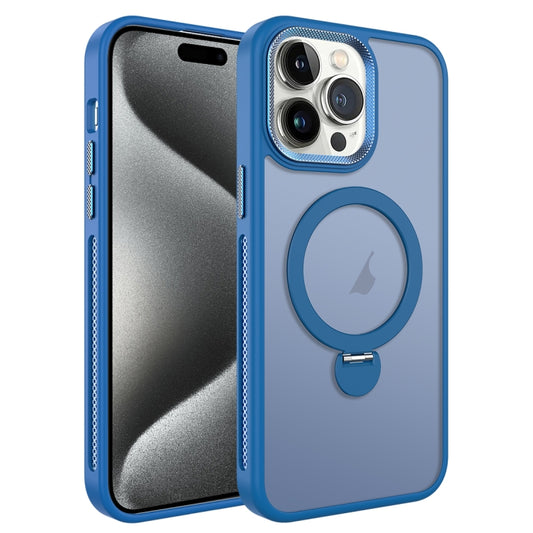 For iPhone 15 Pro MagSafe Magnetic Holder Breathable Phone Case(Blue) - iPhone 15 Pro Cases by buy2fix | Online Shopping UK | buy2fix