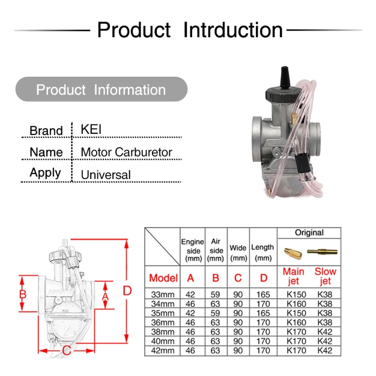 PWK35mm Universal Motorcycle Carburetor Carb Motor Carburetor - In Car by buy2fix | Online Shopping UK | buy2fix