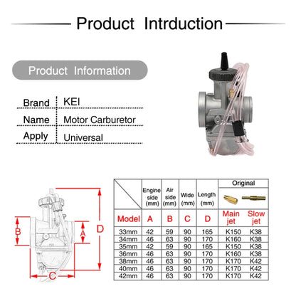 PWK35mm Universal Motorcycle Carburetor Carb Motor Carburetor - In Car by buy2fix | Online Shopping UK | buy2fix