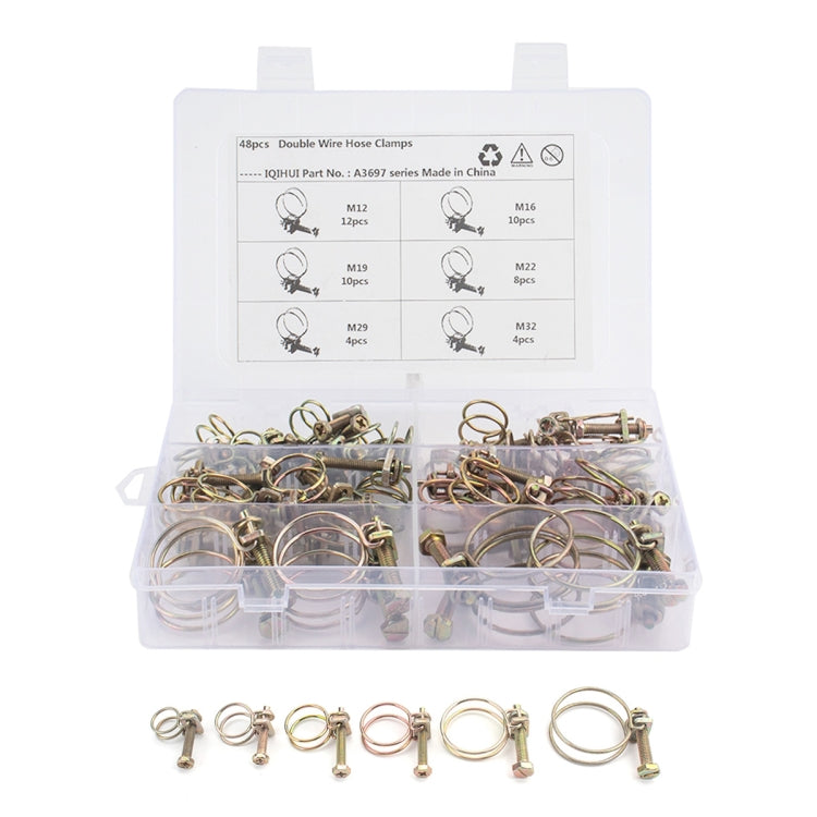 48 PCS Adjustable Color Galvanized Iron Double Wire Hose Clamps - Booster Cable & Clip by buy2fix | Online Shopping UK | buy2fix