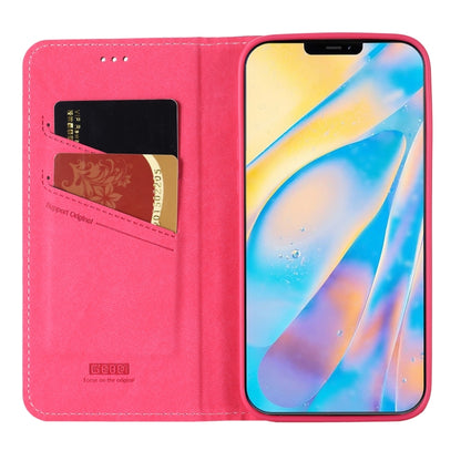 For iPhone 12 Pro Max GEBEI Top-grain Leather Horizontal Flip Protective Case with Holder & Card Slots(Rose Red) - iPhone 12 Pro Max Cases by GEBEI | Online Shopping UK | buy2fix