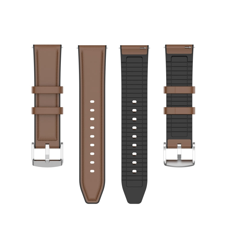 22mm Silicone Leather Watch Band for Huawei Watch GT 2 46mm(Brown) - Smart Wear by buy2fix | Online Shopping UK | buy2fix